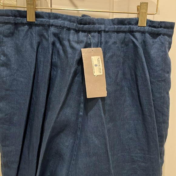 Linen navy slacks drawstring waist size 8 wide legs NWT new never worn - Picture 4 of 5